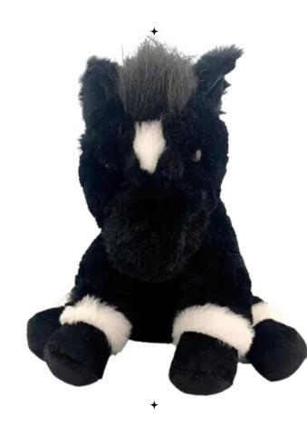 Black and white stuffed horse