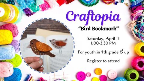 Craftopia Program Bird Bookmark